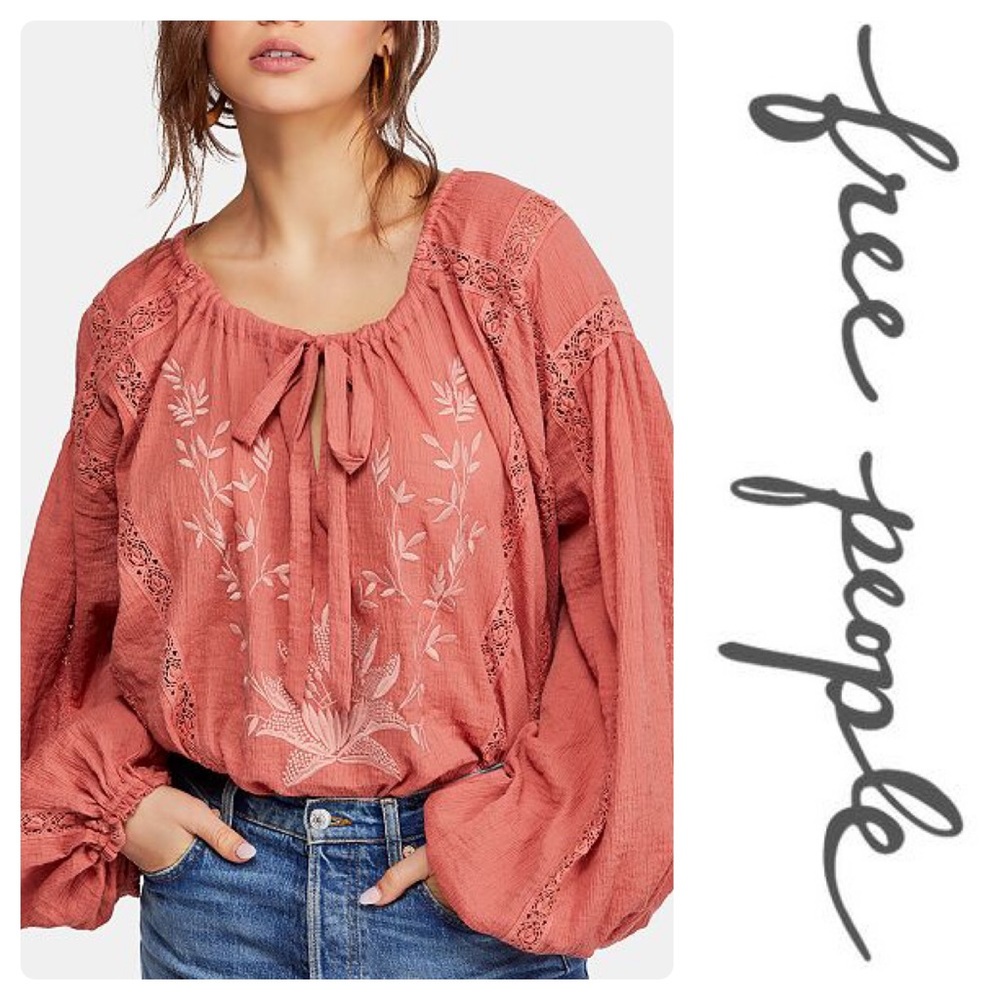 New Free PMaria Embroidered Blouse Terracotta - Picture 4 of 6